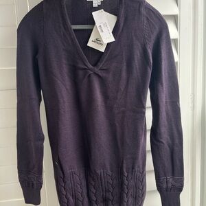 Lacoste Women's Deep Purple V-Neck Sweater